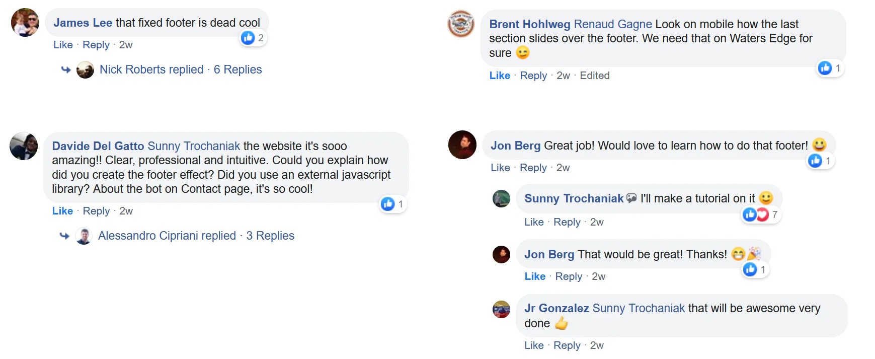 fb comments Comments about fixed footer